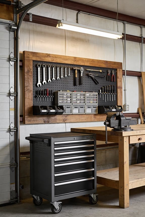 kitchen cabinets repurposed for tools