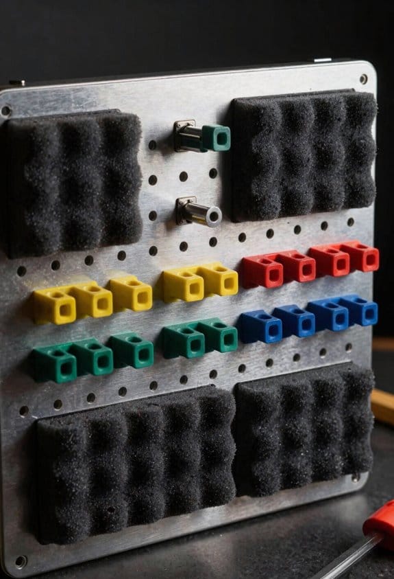 shadowed color coded tactile tool placement